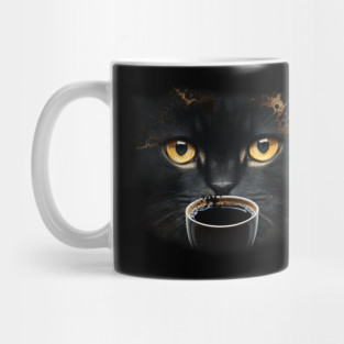 Black Cat Drinking Coffee, Coffee Cat Lover Mug