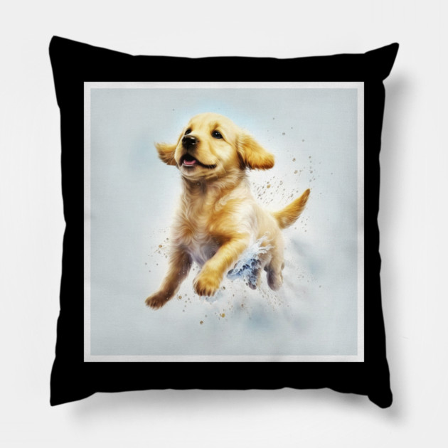 Golden Retriever Dog, Puppy Dog Pillow by logiamerch