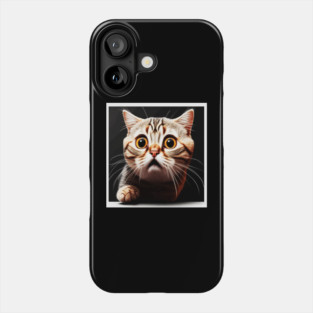 Funny Scared Cat Face, Cat Lover, Scaredy cat Phone Case