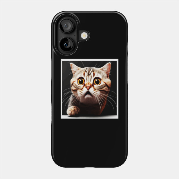 Funny Scared Cat Face, Cat Lover, Scaredy cat Phone Case by logiamerch