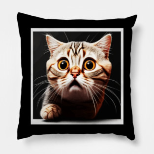 Funny Scared Cat Face, Cat Lover, Scaredy cat Pillow