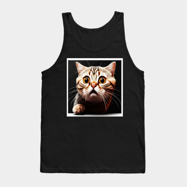 Funny Scared Cat Face, Cat Lover, Scaredy cat Tank Top by logiamerch