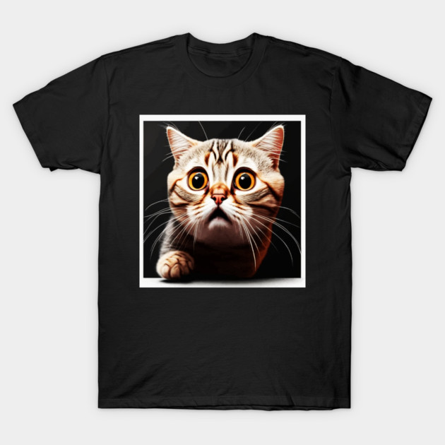 Funny Scared Cat Face, Cat Lover, Scaredy cat T-Shirt by logiamerch