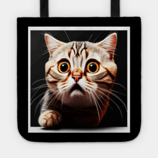 Funny Scared Cat Face, Cat Lover, Scaredy cat Tote