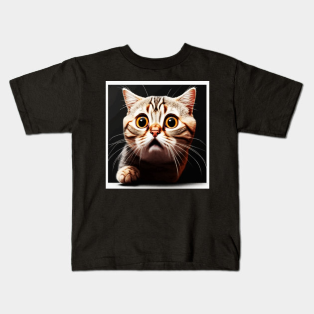 Funny Scared Cat Face, Cat Lover, Scaredy cat Kids T-Shirt by logiamerch
