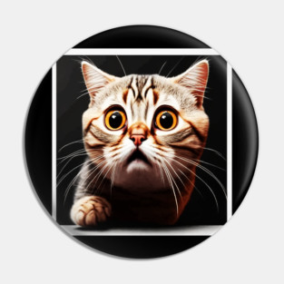 Funny Scared Cat Face, Cat Lover, Scaredy cat Pin