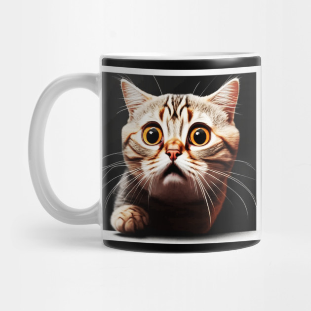 Funny Scared Cat Face, Cat Lover, Scaredy cat by logiamerch