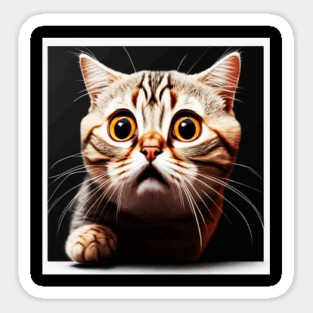 Funny Scared Cat Face, Cat Lover, Scaredy cat Magnet