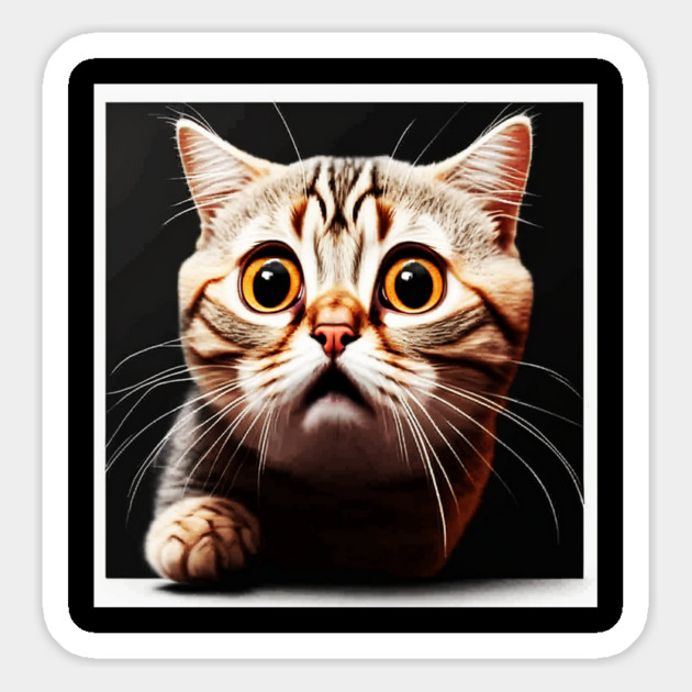 Funny Scared Cat Face, Cat Lover, Scaredy cat Magnet by logiamerch