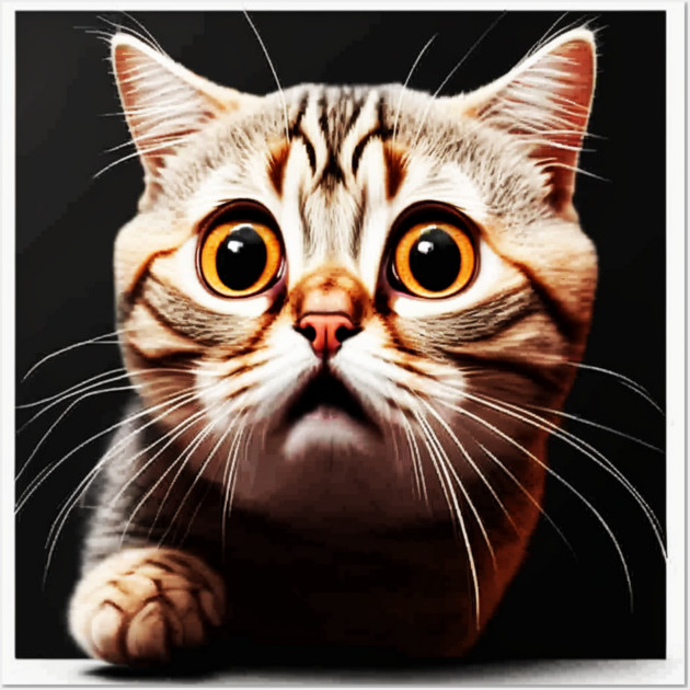 Funny Scared Cat Face, Cat Lover, Scaredy cat Wall Art by logiamerch