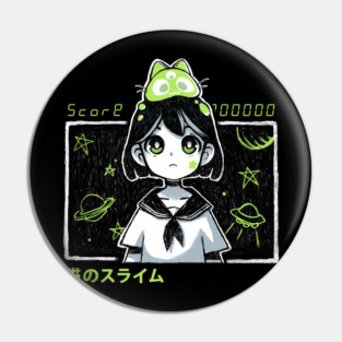 Kawaii space girl - Anime style - Alien cat Pin