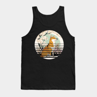 Shiba Inu Dog, Cherry Blossom, Japanese Style Tank Top