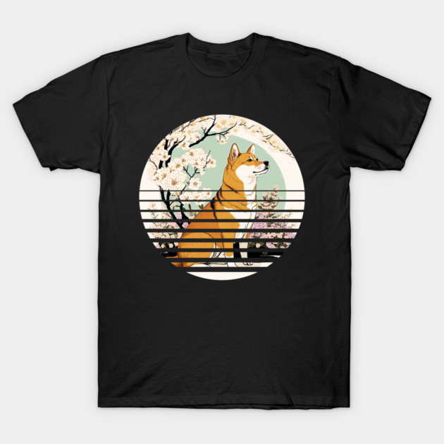 Shiba Inu Dog, Cherry Blossom, Japanese Style T-Shirt by logiamerch