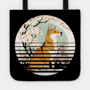 Shiba Inu Dog, Cherry Blossom, Japanese Style Tote