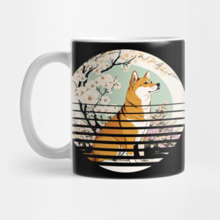 Shiba Inu Dog, Cherry Blossom, Japanese Style Mug