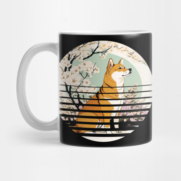 Shiba Inu Dog, Cherry Blossom, Japanese Style by logiamerch