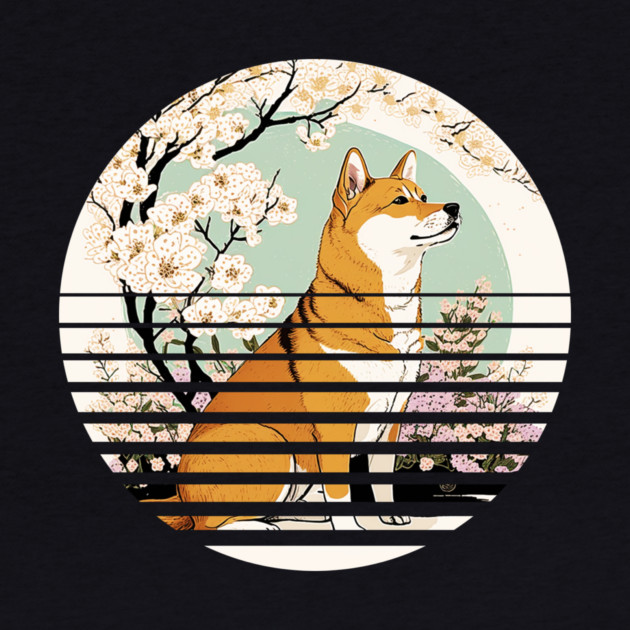 Shiba Inu Dog, Cherry Blossom, Japanese Style by logiamerch