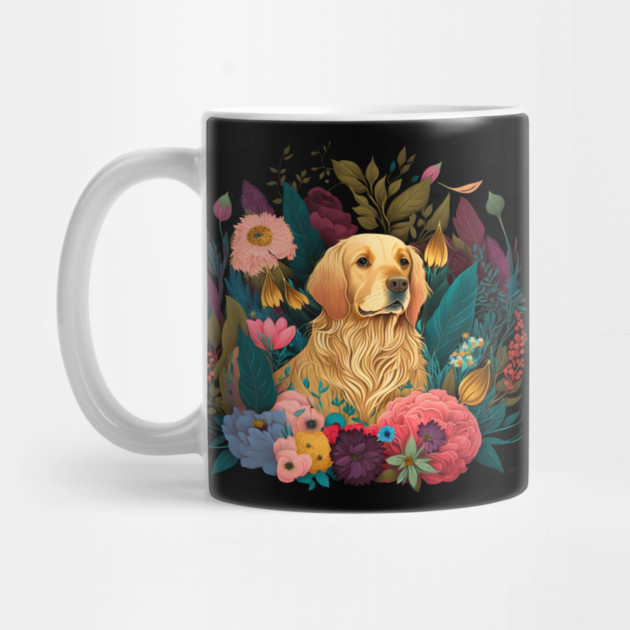 Golden Retriever Dog, Floral Ornament, Dog Lover by logiamerch