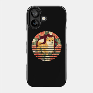 Shiba Inu Dog, Rose Ornament, Floral Style Phone Case
