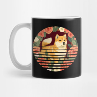 Shiba Inu Dog, Rose Ornament, Floral Style Mug