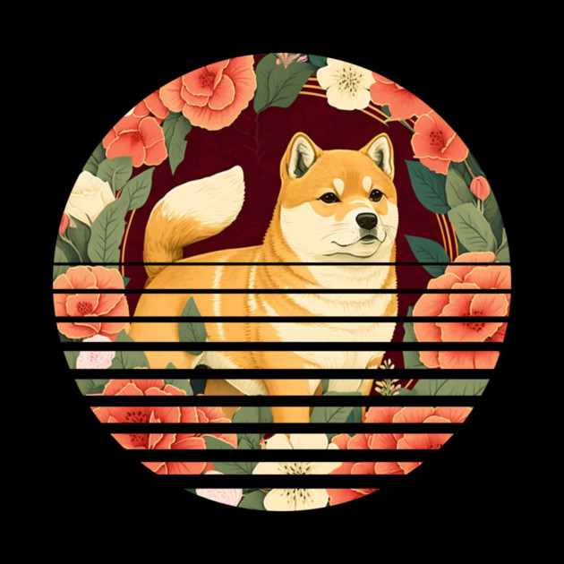 Shiba Inu Dog, Rose Ornament, Floral Style by logiamerch