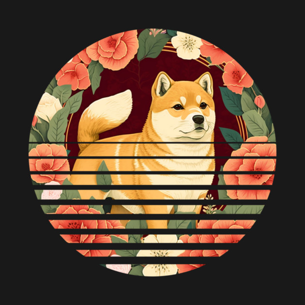 Shiba Inu Dog, Rose Ornament, Floral Style by logiamerch