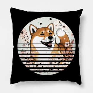 Shiba Inu Dog, Cherry Blossom, Japanese Style Pillow