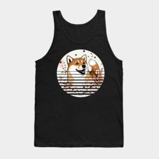 Shiba Inu Dog, Cherry Blossom, Japanese Style Tank Top