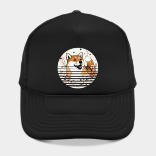 Shiba Inu Dog, Cherry Blossom, Japanese Style Hat