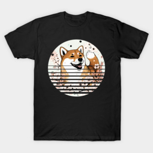 Shiba Inu Dog, Cherry Blossom, Japanese Style T-Shirt