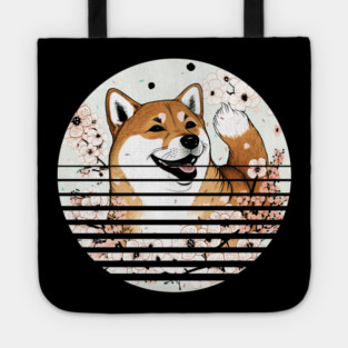 Shiba Inu Dog, Cherry Blossom, Japanese Style Tote