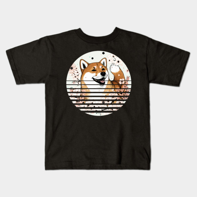 Shiba Inu Dog, Cherry Blossom, Japanese Style Kids T-Shirt by logiamerch