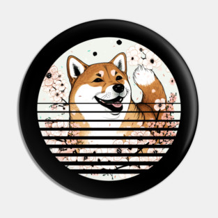 Shiba Inu Dog, Cherry Blossom, Japanese Style Pin