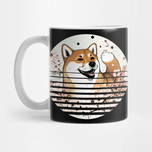 Shiba Inu Dog, Cherry Blossom, Japanese Style by logiamerch