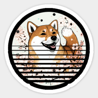 Shiba Inu Dog, Cherry Blossom, Japanese Style Magnet