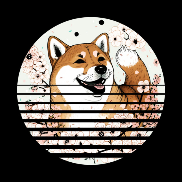 Shiba Inu Dog, Cherry Blossom, Japanese Style by logiamerch