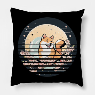 Shiba Inu Dog, Cherry Blossom, Japanese Style Pillow
