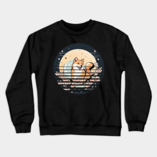 Shiba Inu Dog, Cherry Blossom, Japanese Style Crewneck Sweatshirt