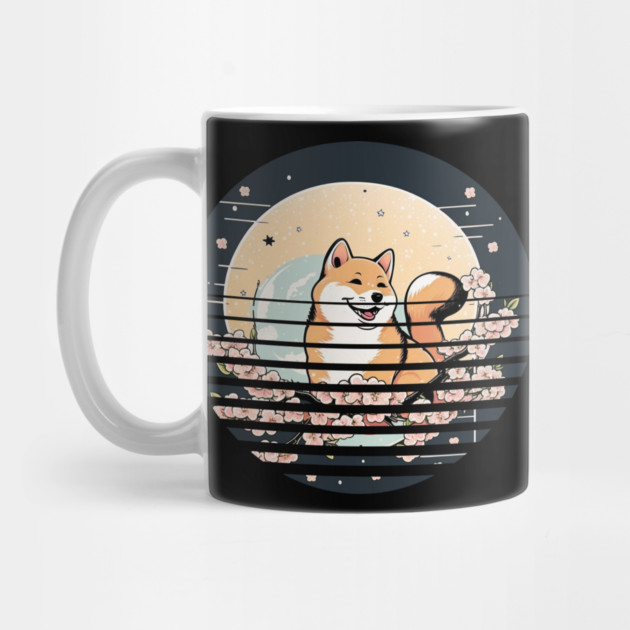 Shiba Inu Dog, Cherry Blossom, Japanese Style by logiamerch