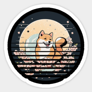 Shiba Inu Dog, Cherry Blossom, Japanese Style Magnet