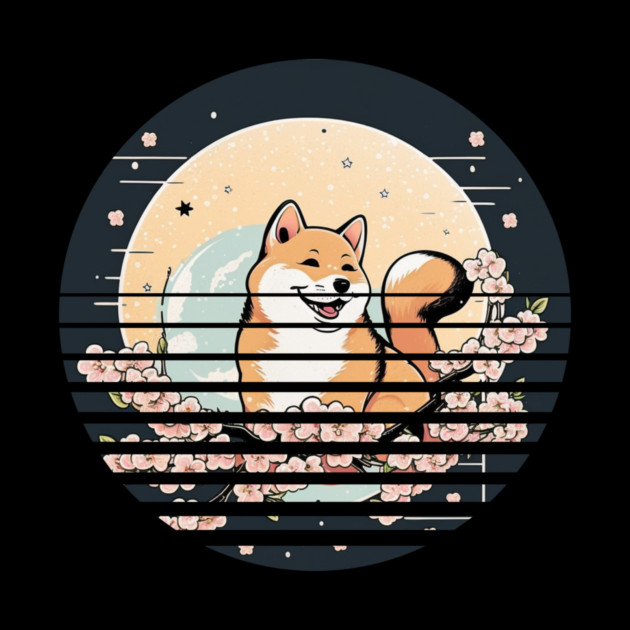 Shiba Inu Dog, Cherry Blossom, Japanese Style by logiamerch