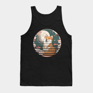 Shiba Inu Dog, Cherry Blossom, Japanese Style Tank Top