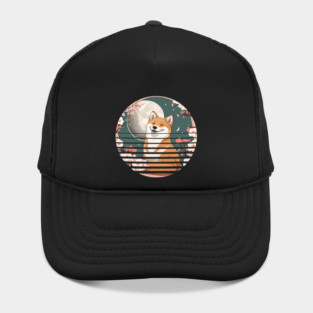 Shiba Inu Dog, Cherry Blossom, Japanese Style Hat