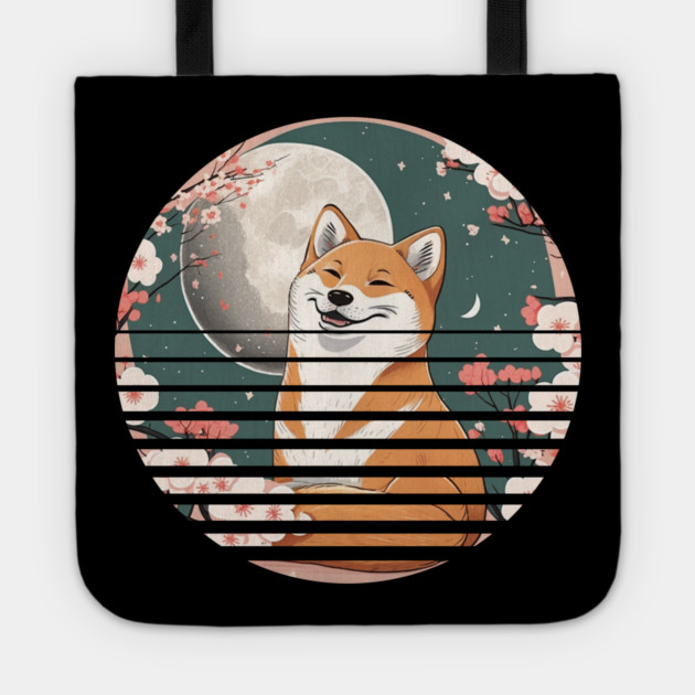 Shiba Inu Dog, Cherry Blossom, Japanese Style Tote by logiamerch