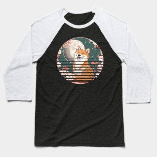Shiba Inu Dog, Cherry Blossom, Japanese Style Baseball T-Shirt