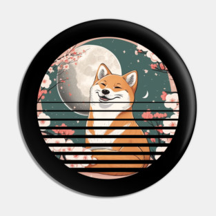 Shiba Inu Dog, Cherry Blossom, Japanese Style Pin