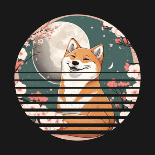 Shiba Inu Dog, Cherry Blossom, Japanese Style T-Shirt