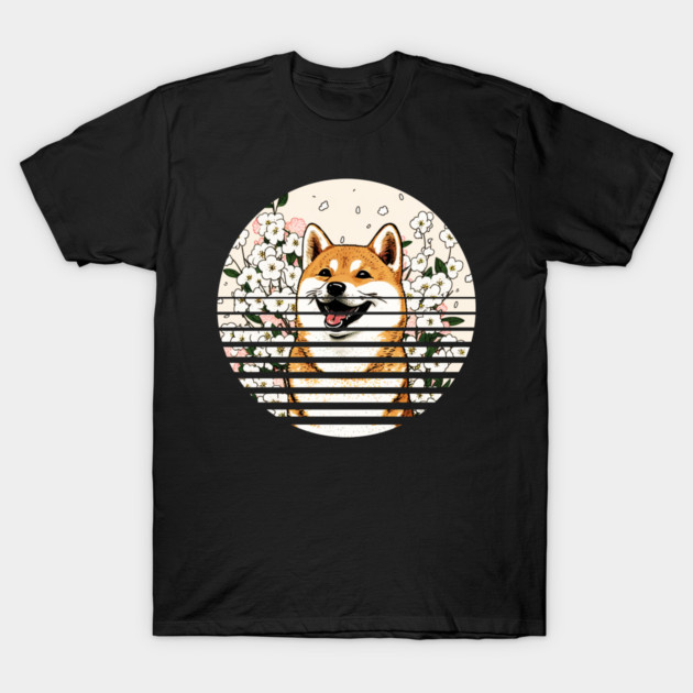 Shiba Inu Dog, Cherry Blossom, Japanese Style T-Shirt by logiamerch