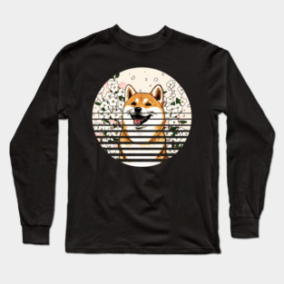 Shiba Inu Dog, Cherry Blossom, Japanese Style Long Sleeve T-Shirt