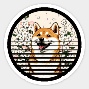 Shiba Inu Dog, Cherry Blossom, Japanese Style Magnet